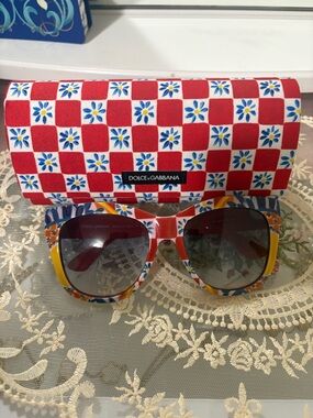 Dolce & Gabbana Multicolor Floral Sunglasses with Matching Case